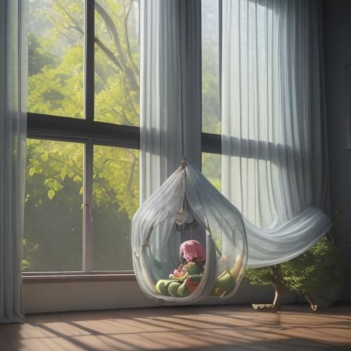 Cute Caterpillar in Apple House, 3D Anime Art