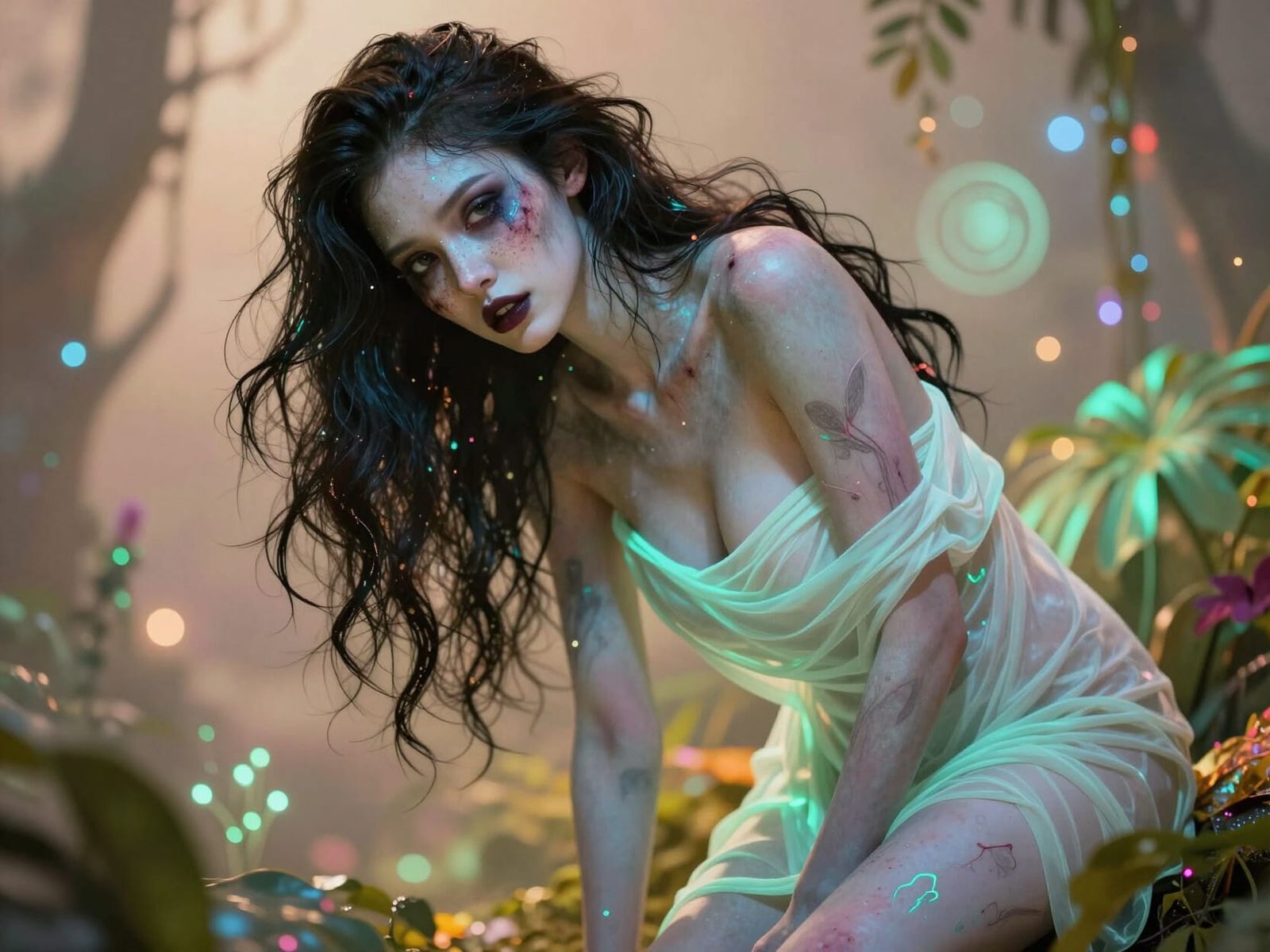 Bioluminescent Zombie in Ethereal Fantasy Style
