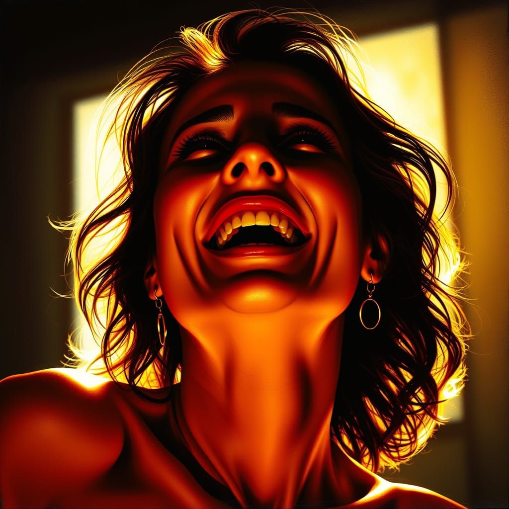 Radiant Joy: A Chiaroscuro Portrait