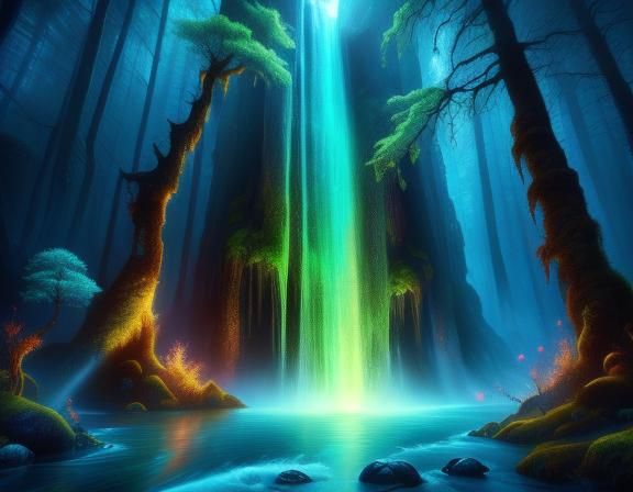 Enchanted Forest Landscape with Elemental Features