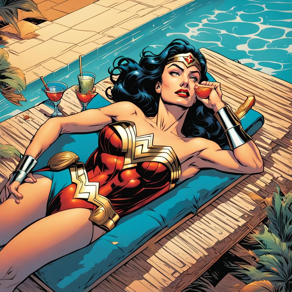 Wonder Woman: Poolside Comic Art