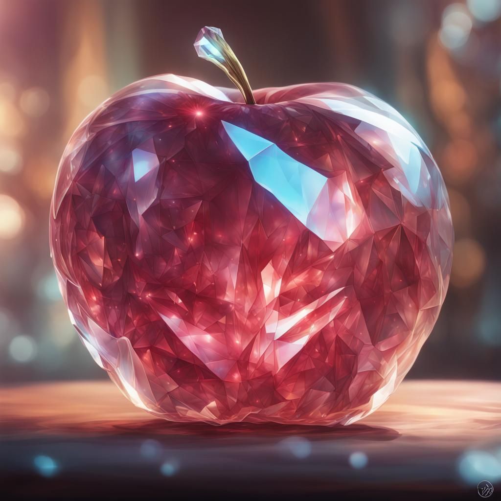 Crystal Apple Portrait in Hyperdetailed Art Nouveau Style