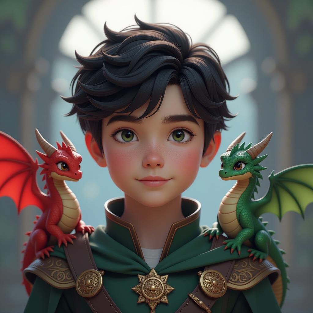 Boy with Dragons: Hyperdetailed Digital Art Portrait