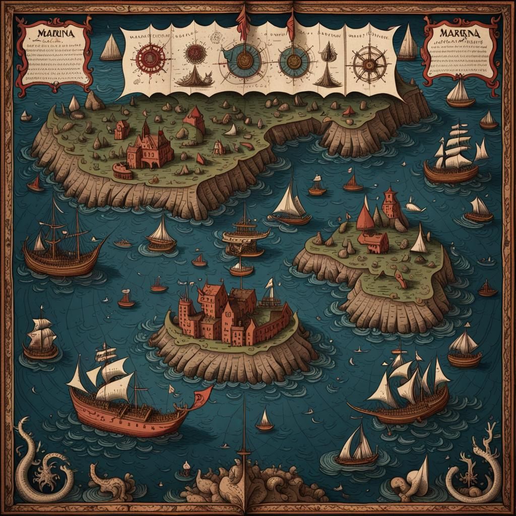 Ornate Sea Chart with Sea Monsters