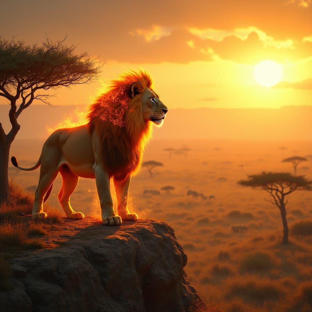 Regal Lion in Golden Hour Glory