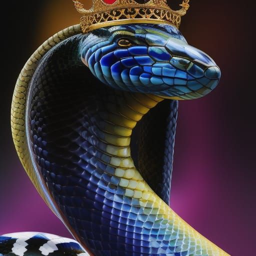 Crowned King Cobra: Hyperdetailed 3D Digital Art