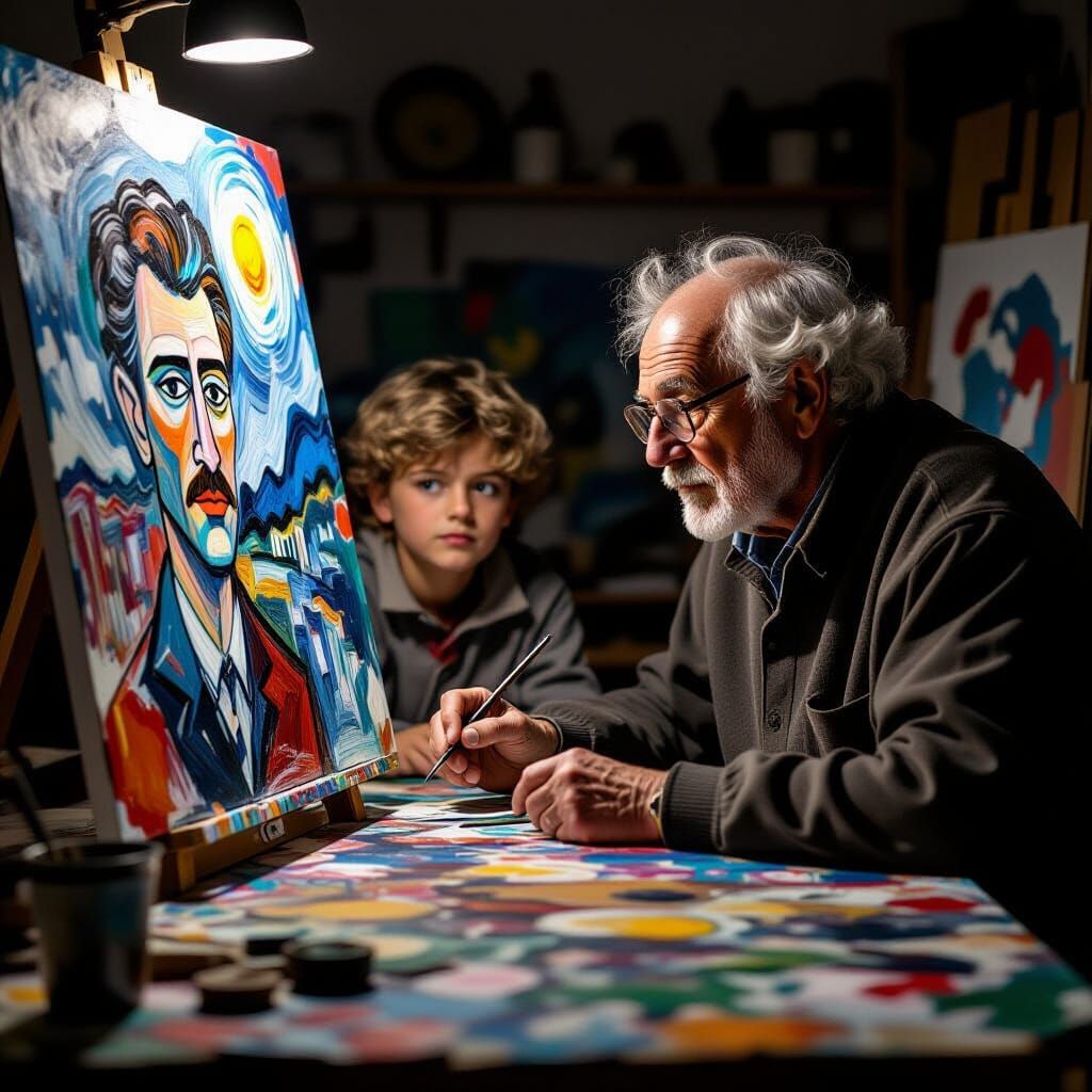 Picasso and Jindra Create Art in a Sunlit Studio