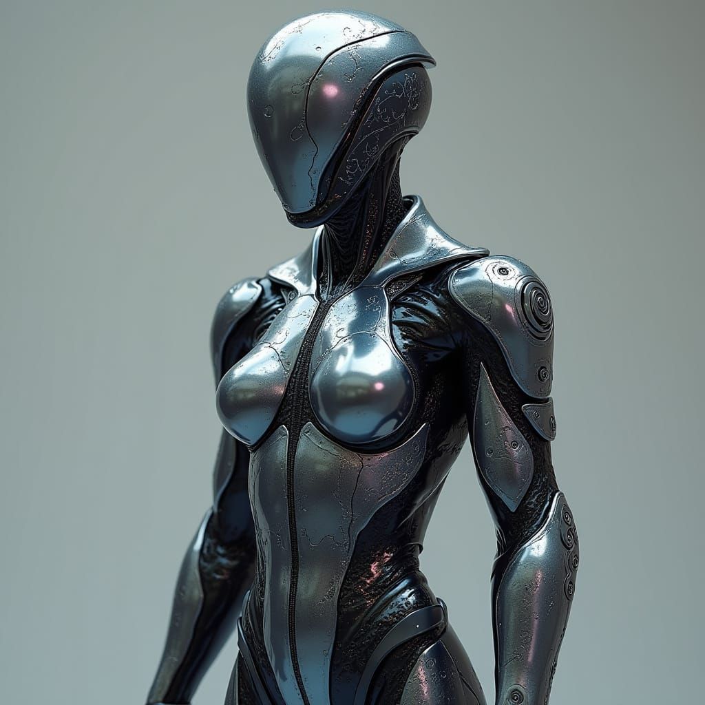 Futuristic Cybernetic Bodysuit with Liquid Metal Panels and ...