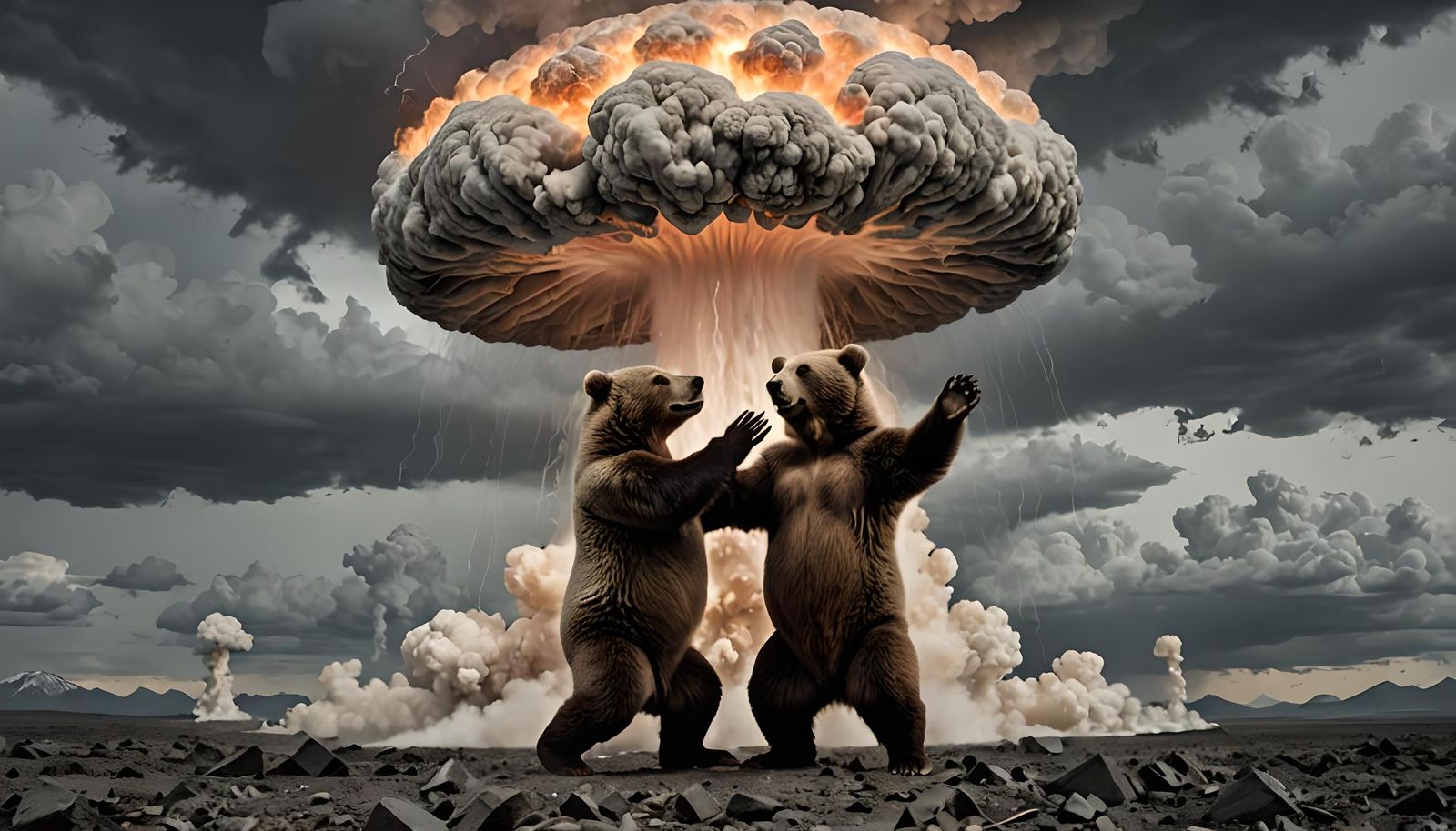 Two Bears High-Fiving