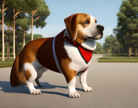 Hyperrealistic 3D Portrait of Bulldog with Bandana