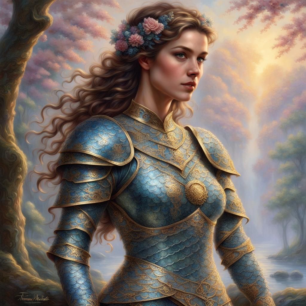 Shimmering Scale Mail Armor: Ethereal Fantasy