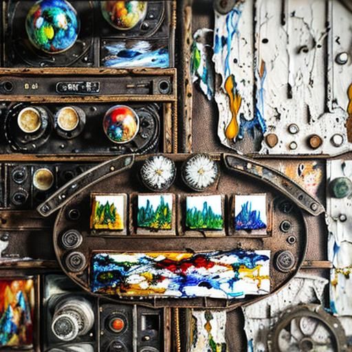 Gritty Sci-Fi Diorama in Encaustic Painting Style