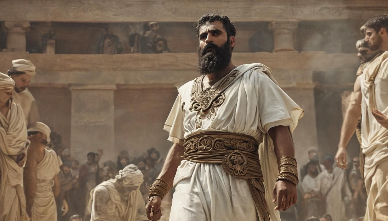 Greek Commander Incites Crowd: Steampunk Concept Art