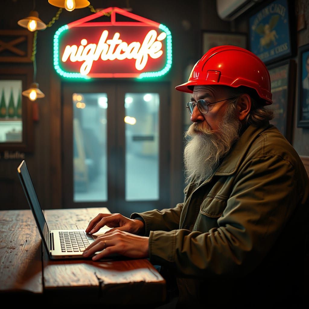 Italian Geologist Amidst Christmas Night Café Atmosphere