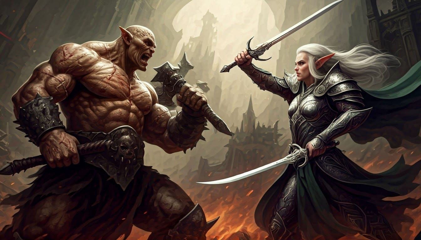 Epic battle: orc vs elf