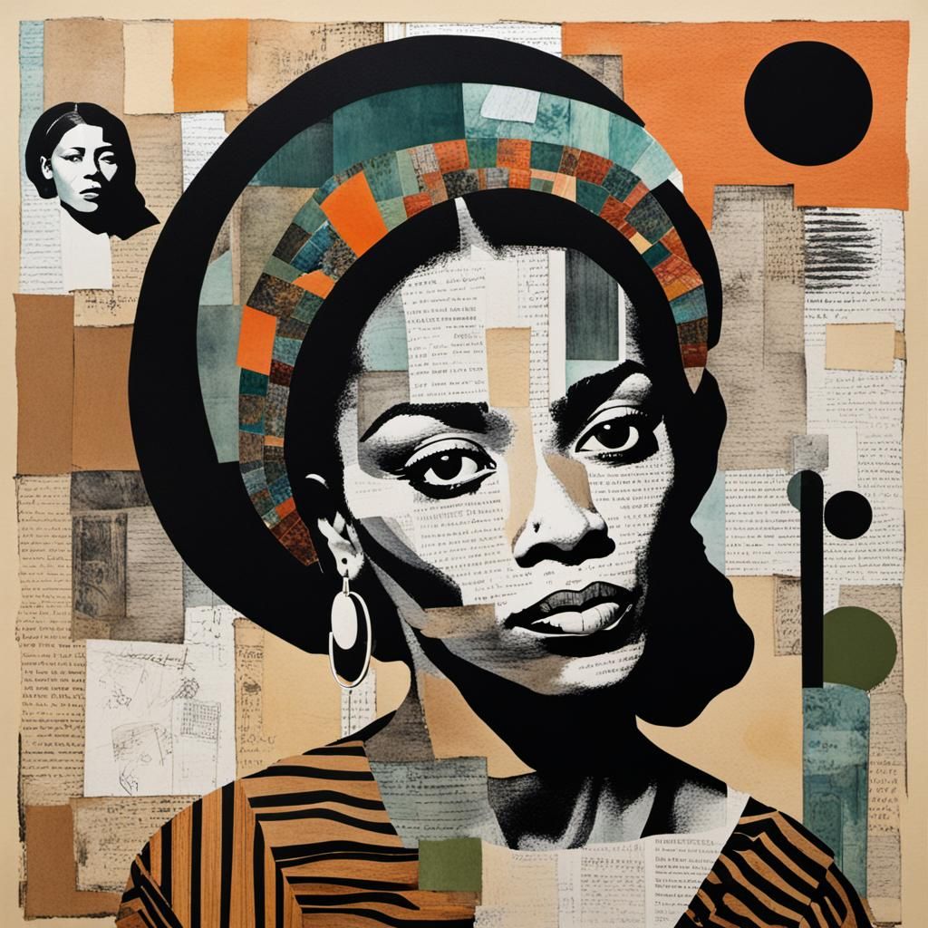 Abstract Woman's Portrait in Collage Style