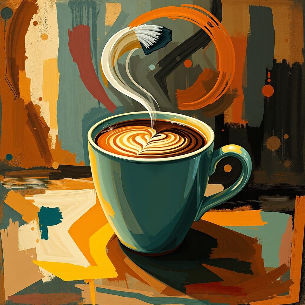 Vibrant Coffee Abstract in Complementary Hues
