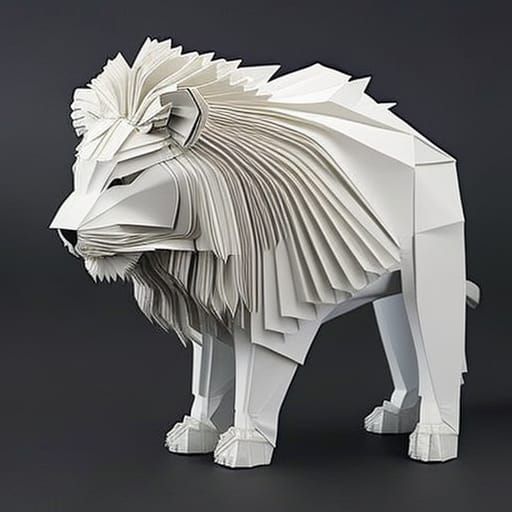 Intricate Origami Lion Sculpture Inspired by Anime