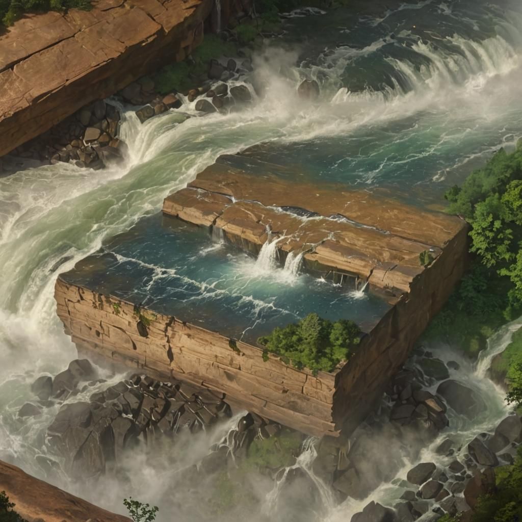 Majestic Waterfall in the Style of Bierstadt