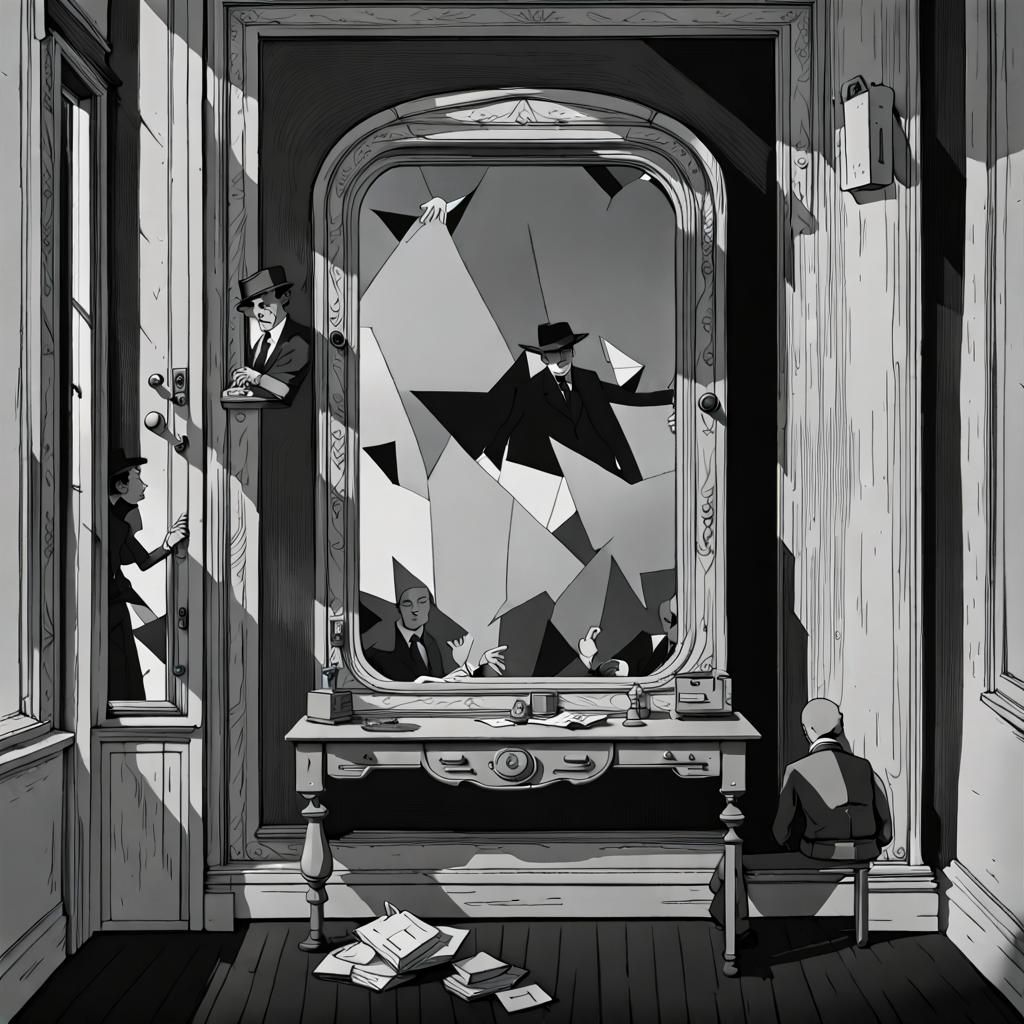 Forsaken Cartoon Doctor Amidst Falling Triangles