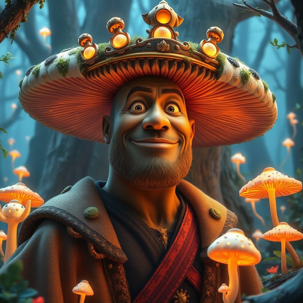 Dwayne Johnson as Whimsical Mushroom Kingdom King in Soft Pa...