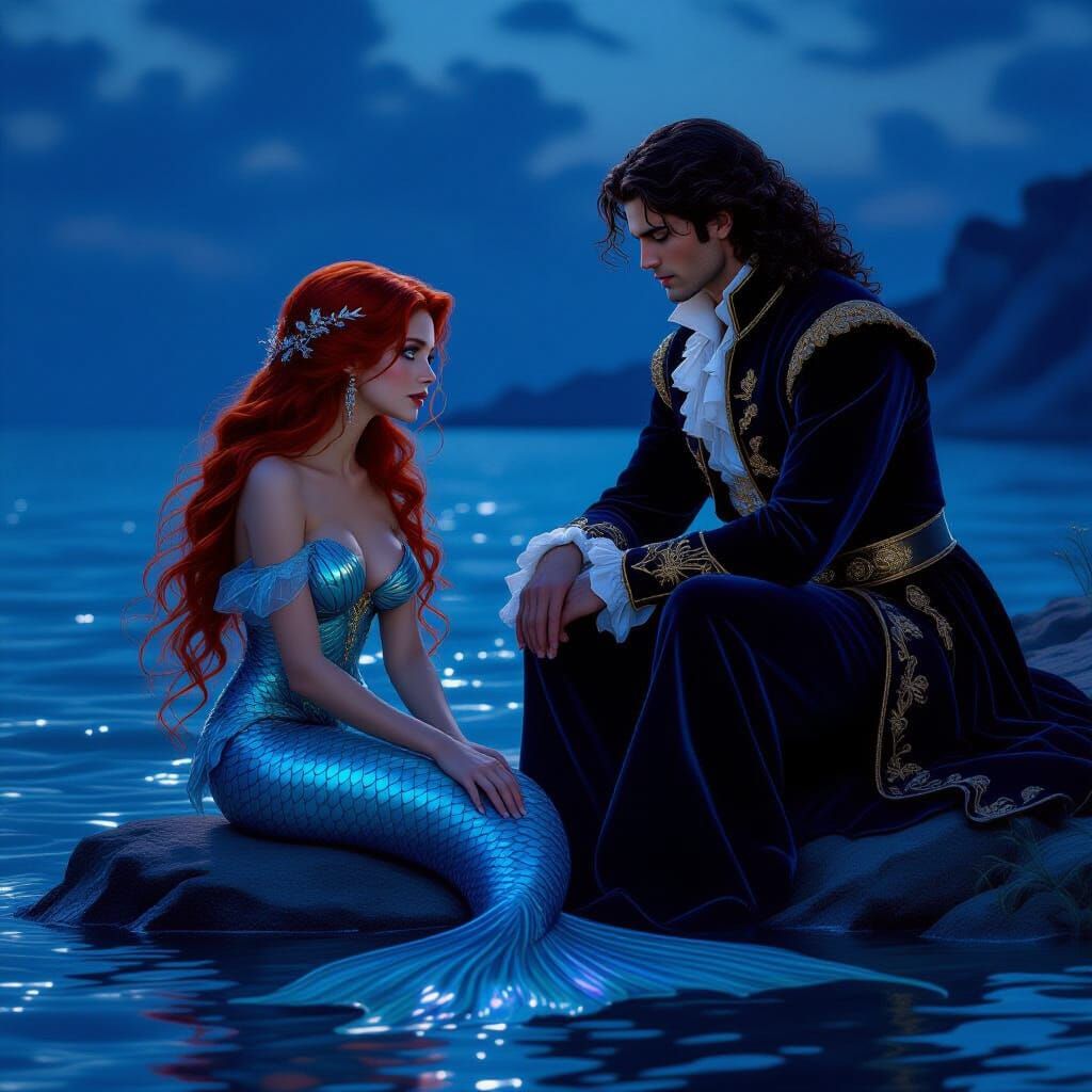 Prince and Mermaid's Tragic Love Story Fantasy Art