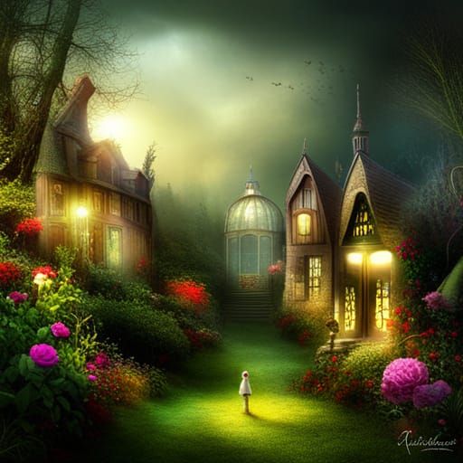 Enchanted Garden by Jansson: A Whimsical Digital Painting