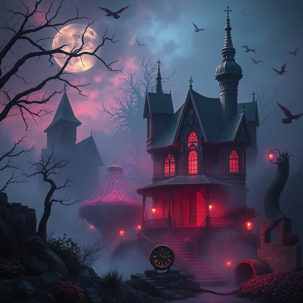 Mystical Eerie Landscape in Fantasy Art Style