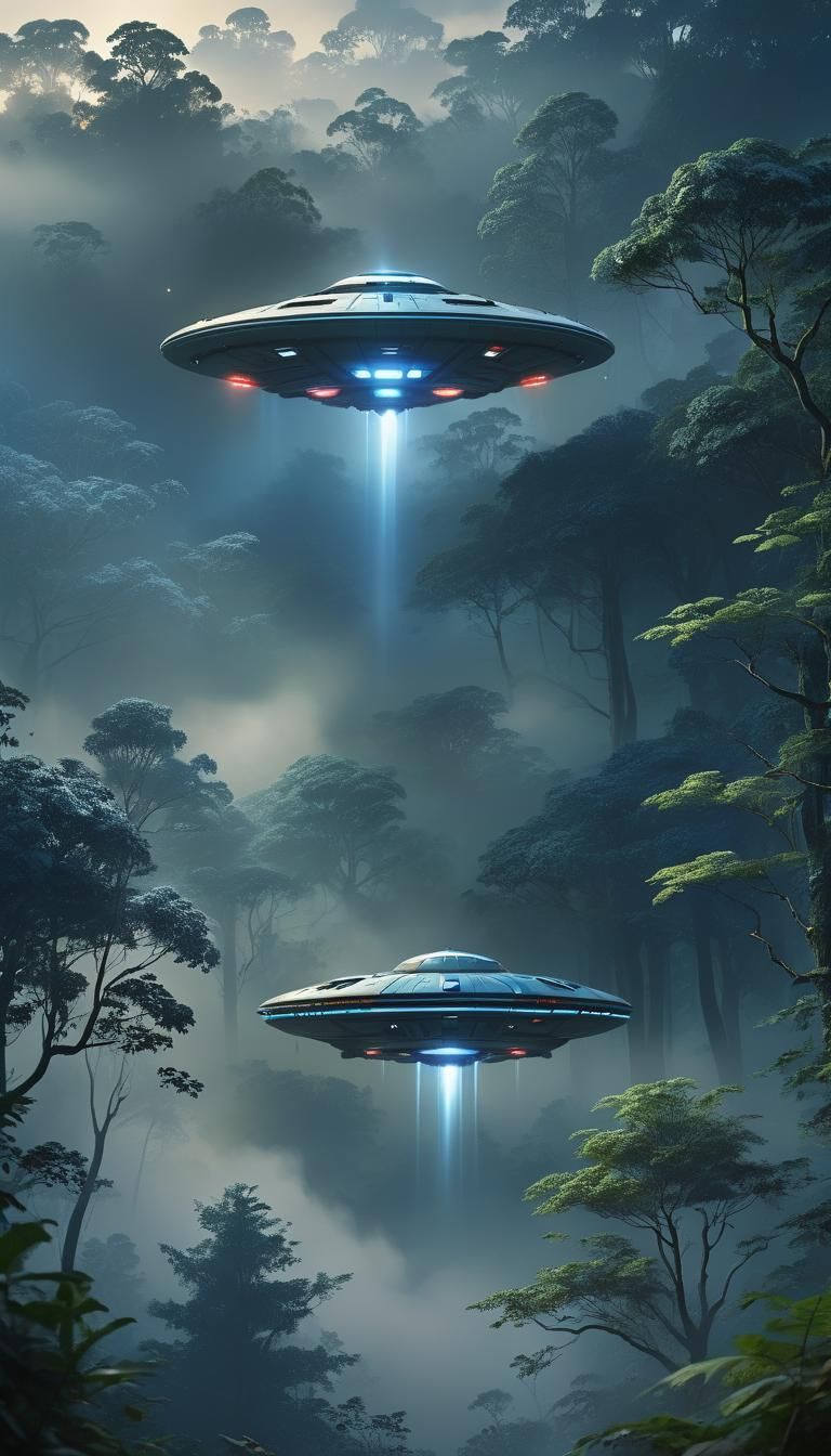 UFO Over Remote Forest Concept Art