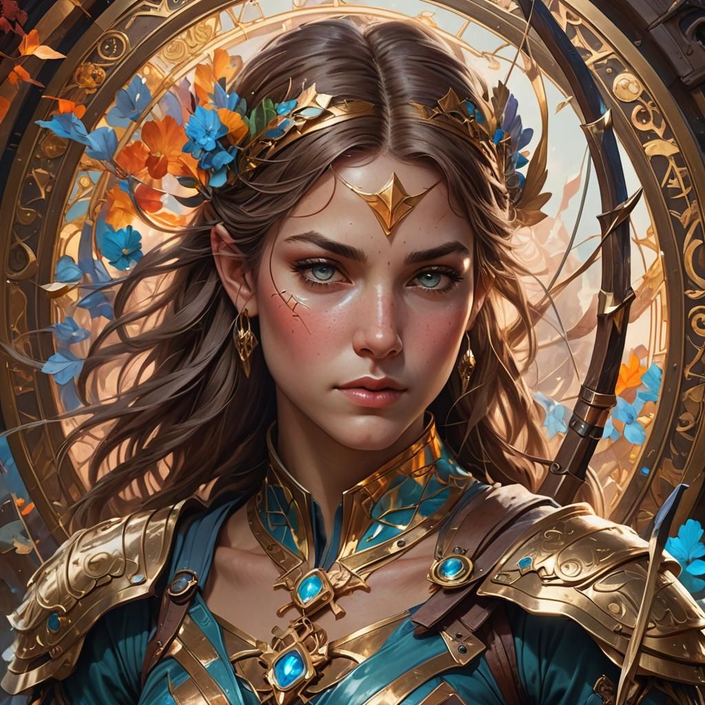 Sagittarius Archer Portrait in Hyperdetailed Style