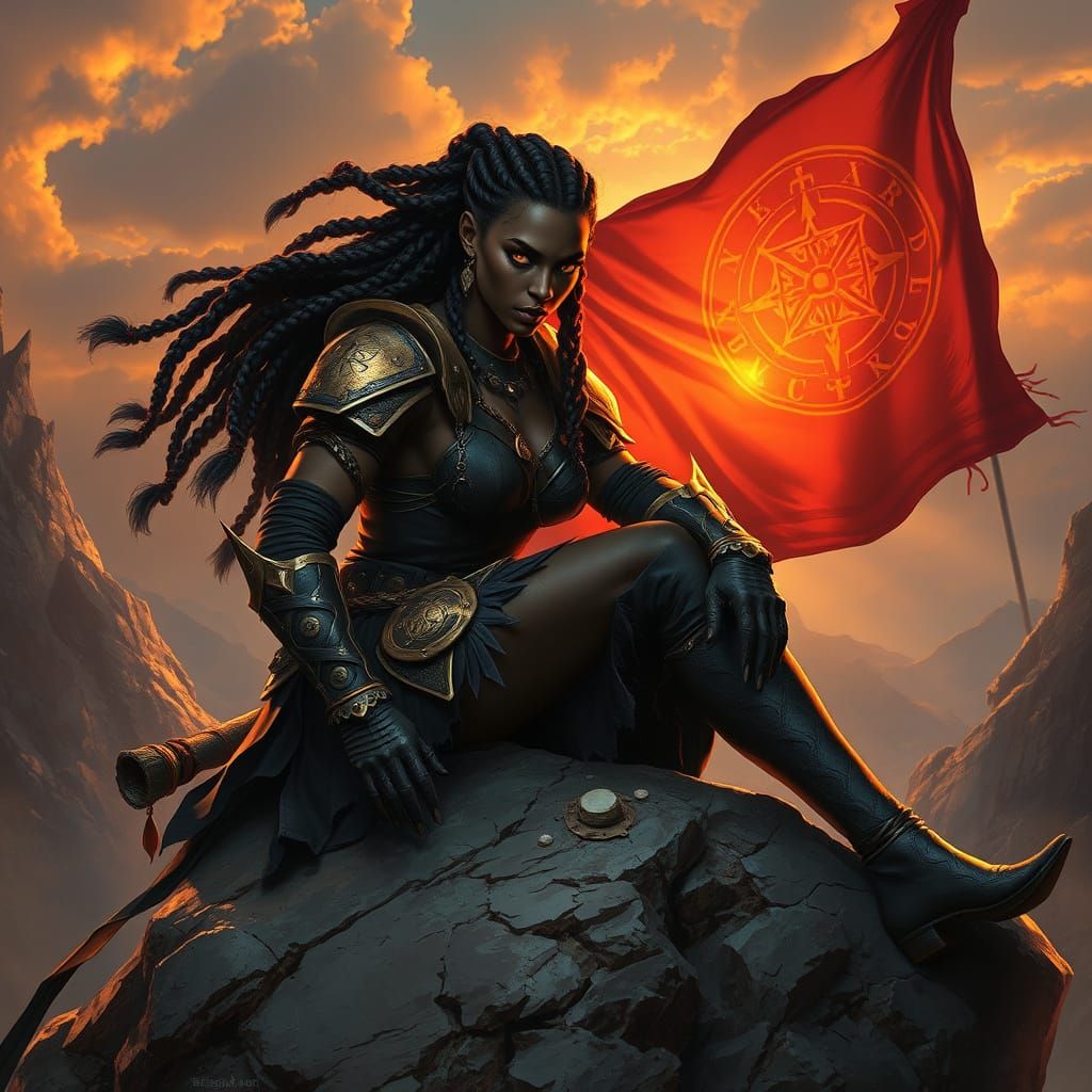 Dark Skinned Warrior Woman in Epic Fantasy Armor
