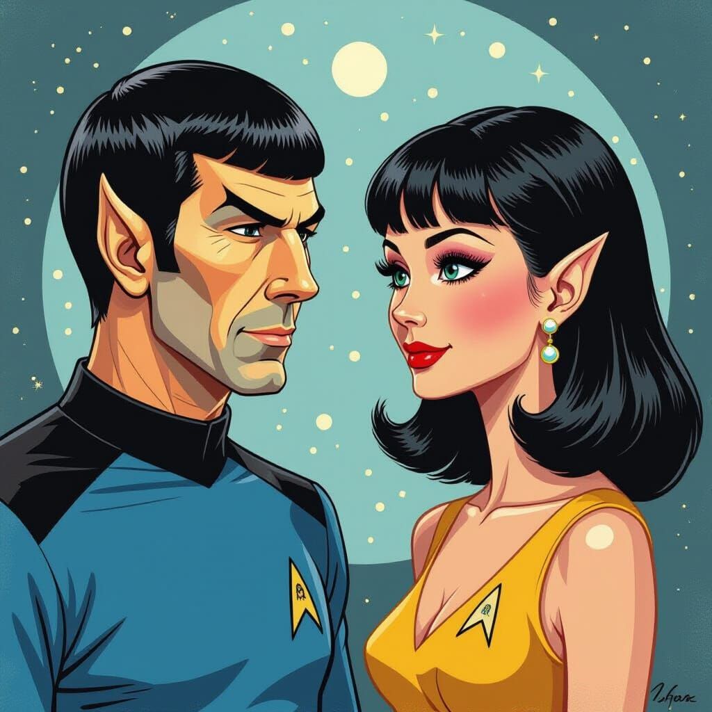 Mr. Spock's Encounter: A Gouache Painting
