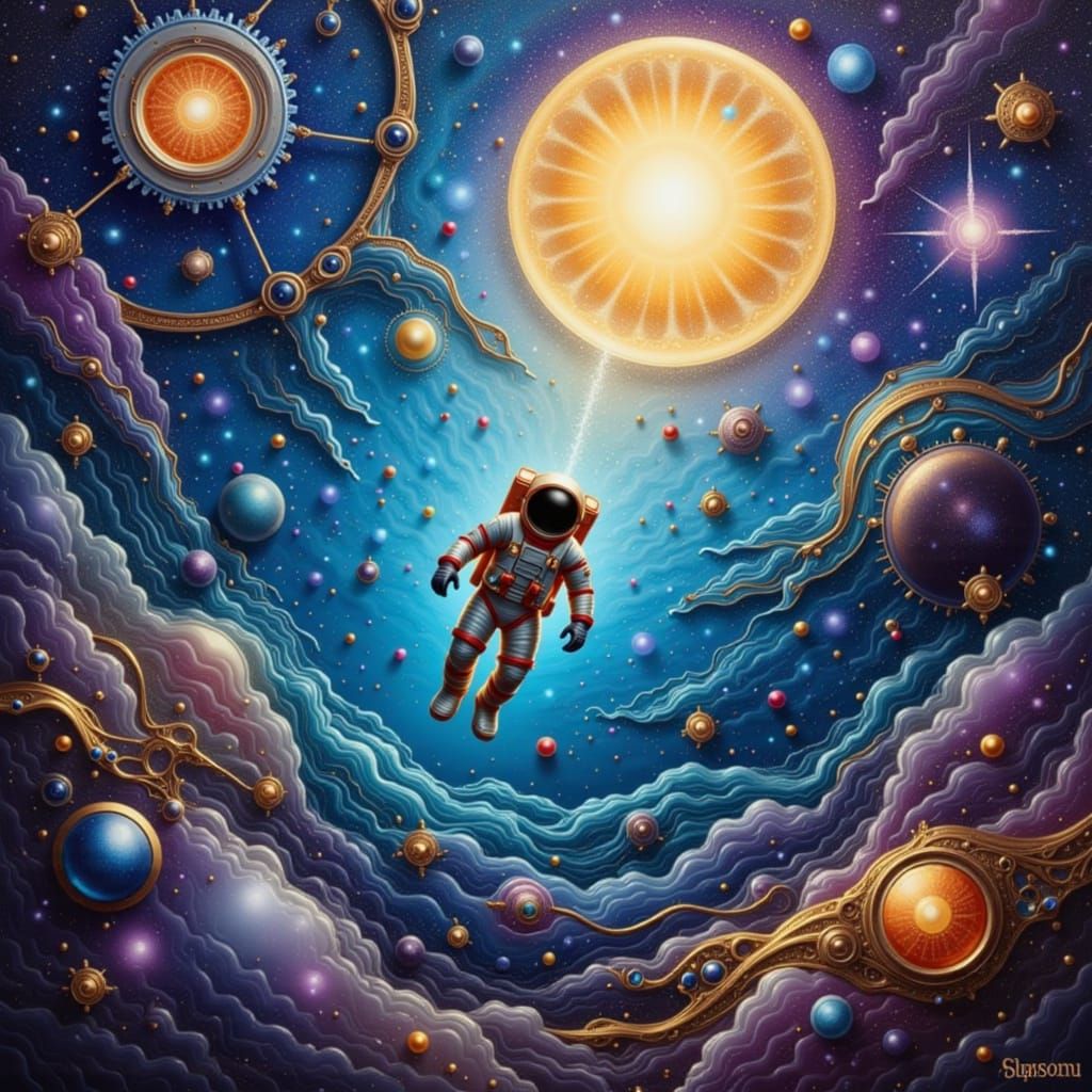 Astronaut in Cosmic Clockwork Ocean