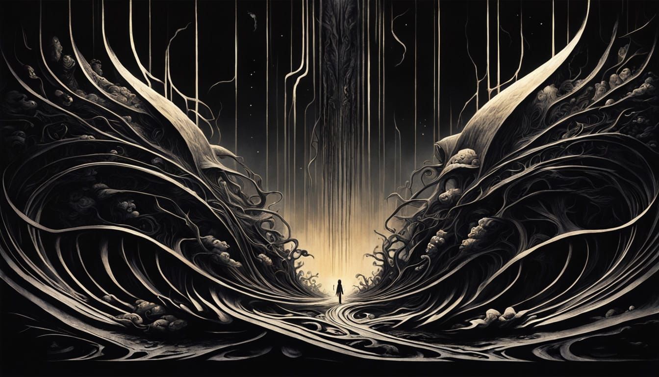 Elegant Dark Goddess in Futuristic Silhouette