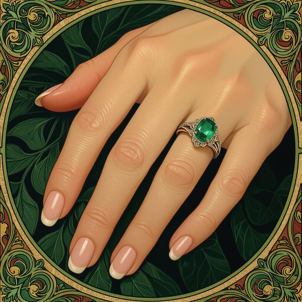 Emerald Ring Art Nouveau Digital Painting