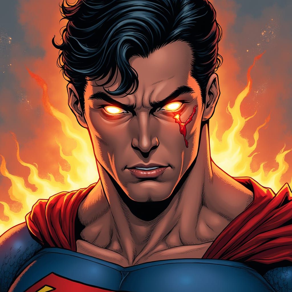 Angry Superman in Dramatic Comic Book Style