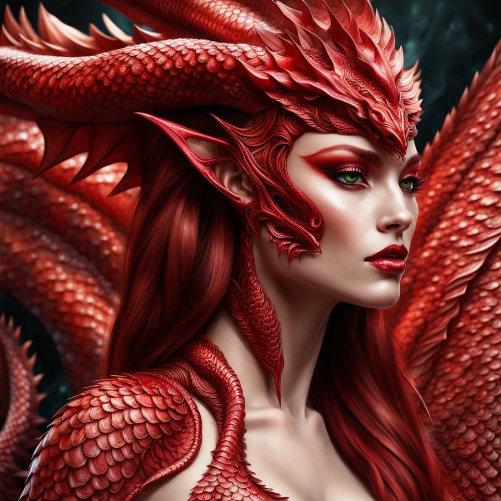 Alluring Alien Draconian Shapeshifter in Digital Style