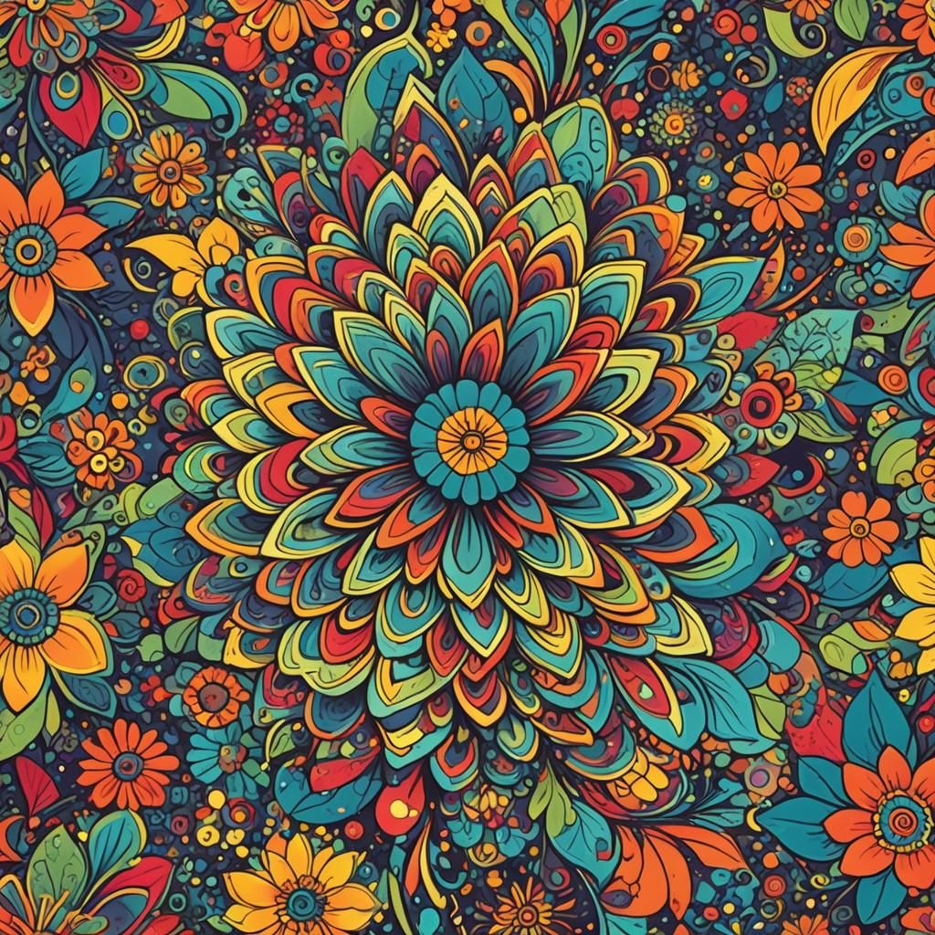Psychedelic Precisionism: Patterned Flower Poster Art