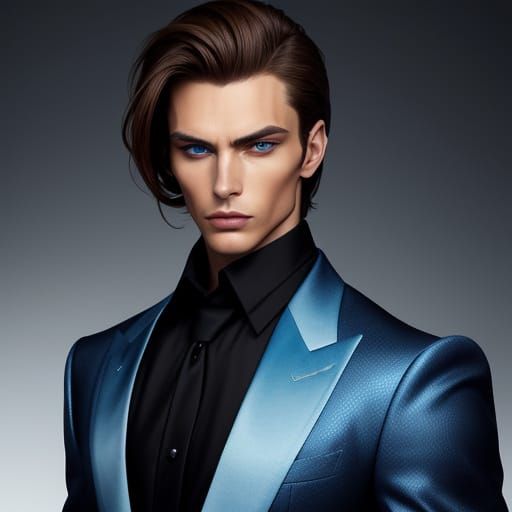 Confident Male Model in High Fashion Studio Shoot