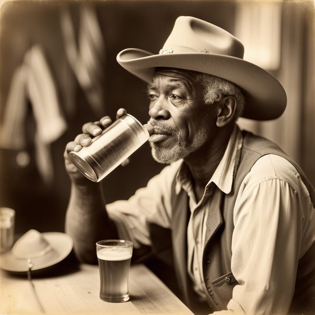 Vintage Photo of Black Farmer with Cowboy Hat