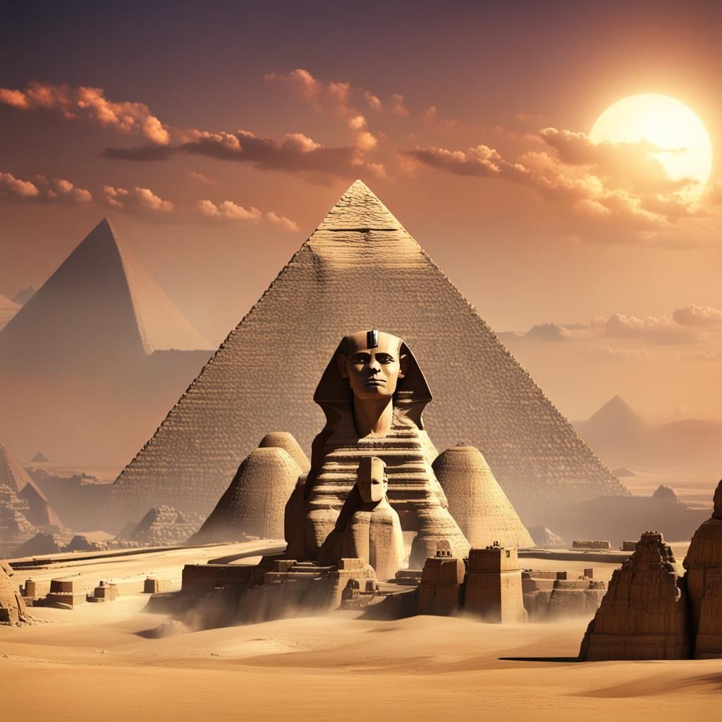 Egyptian Sphinx and Pyramids Digital Matte Painting