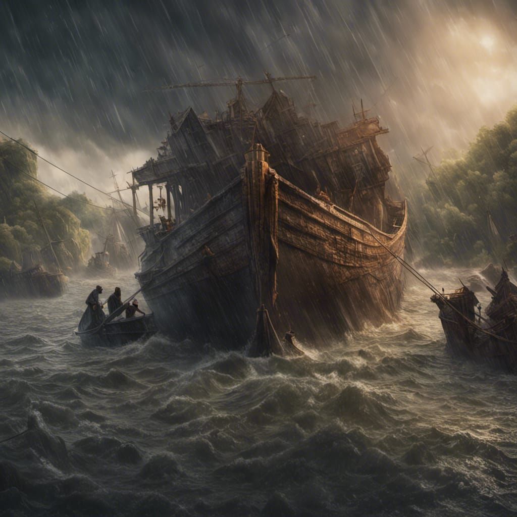 Noah's Ark Flood: A Dramatic Digital Painting