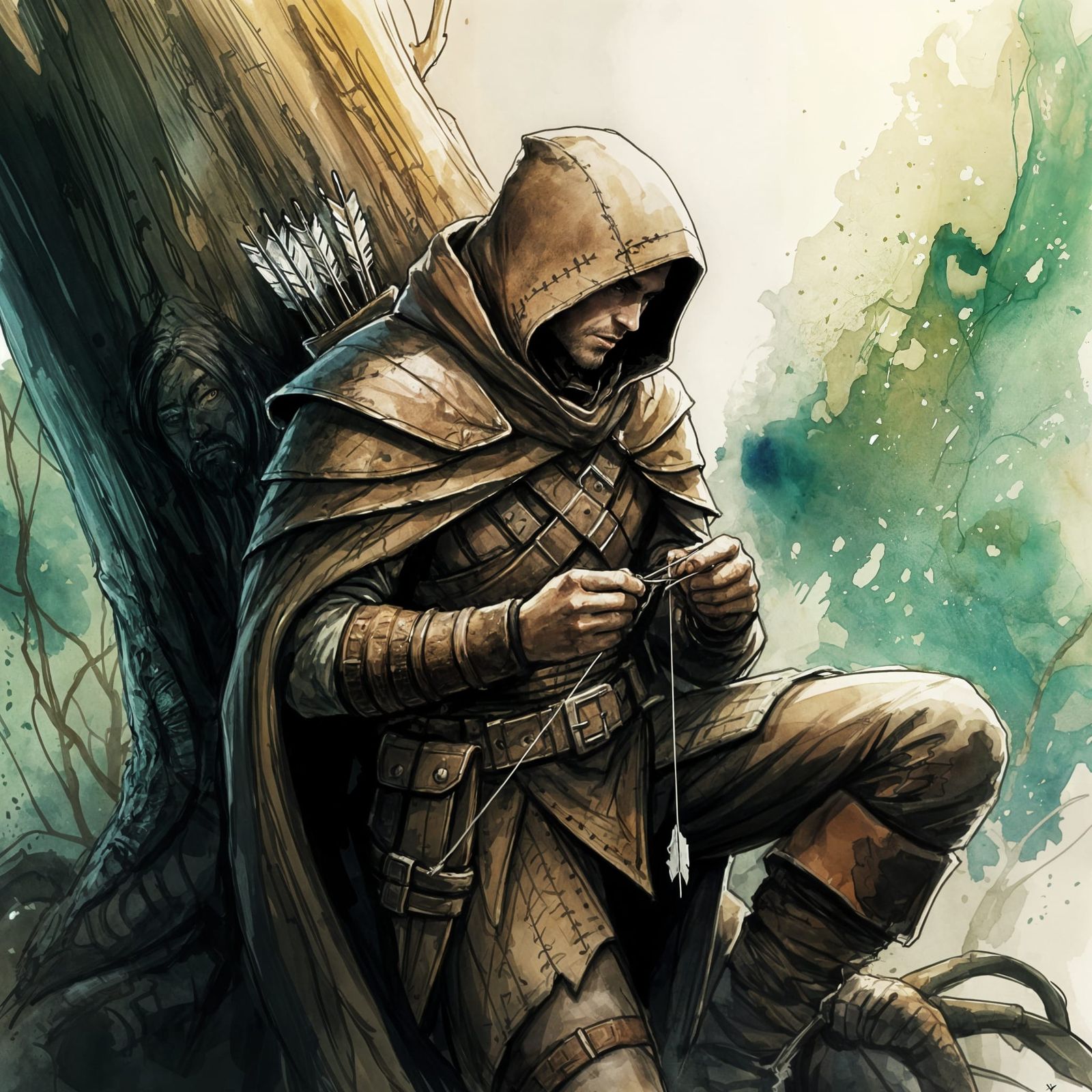 Dungeons&Dragons Outlaw in Mysterious Ink Drawing