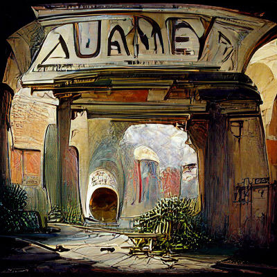 Ancient Roman Market Entrance in Classical Realism
