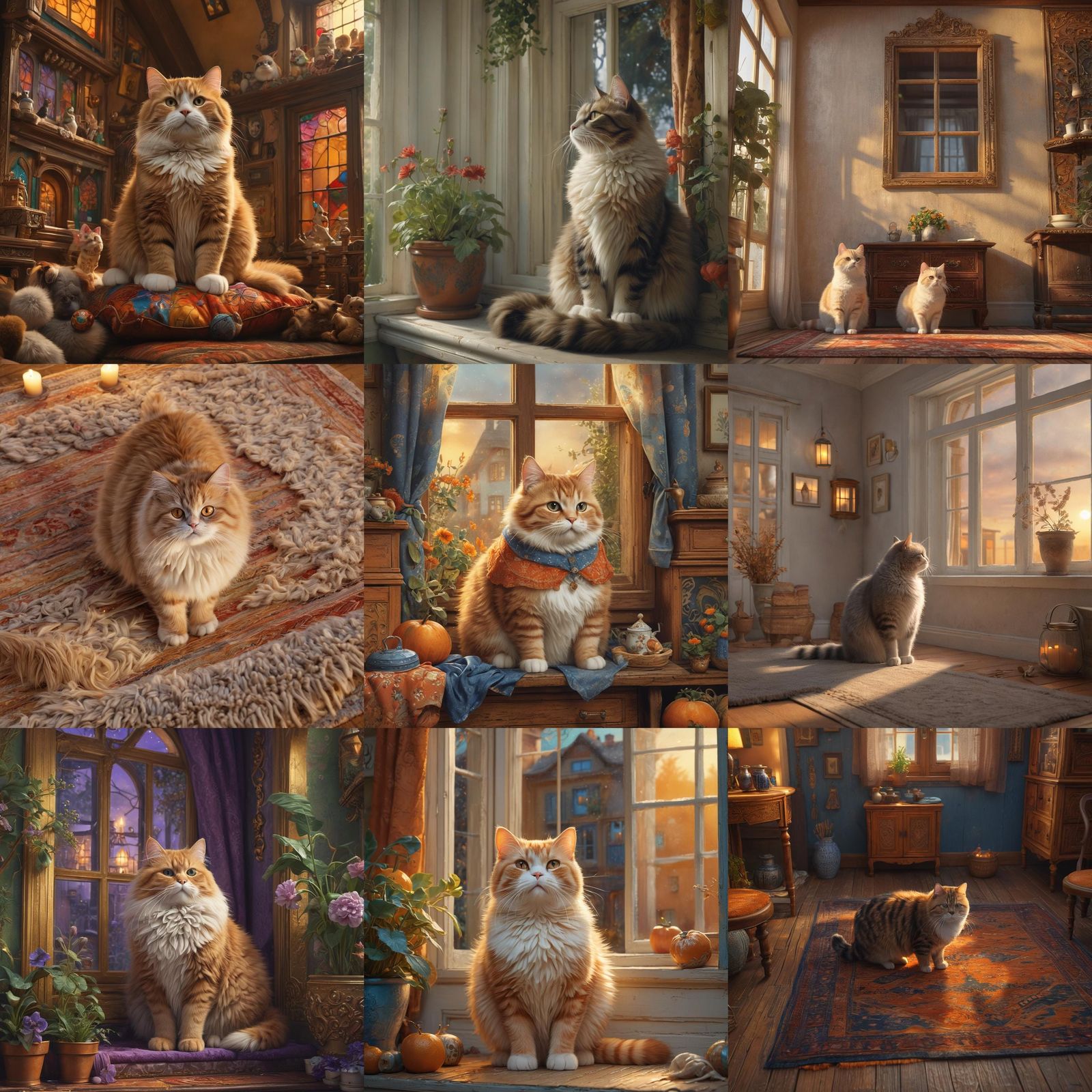 Detailed Matte Painting of a Fat Cat