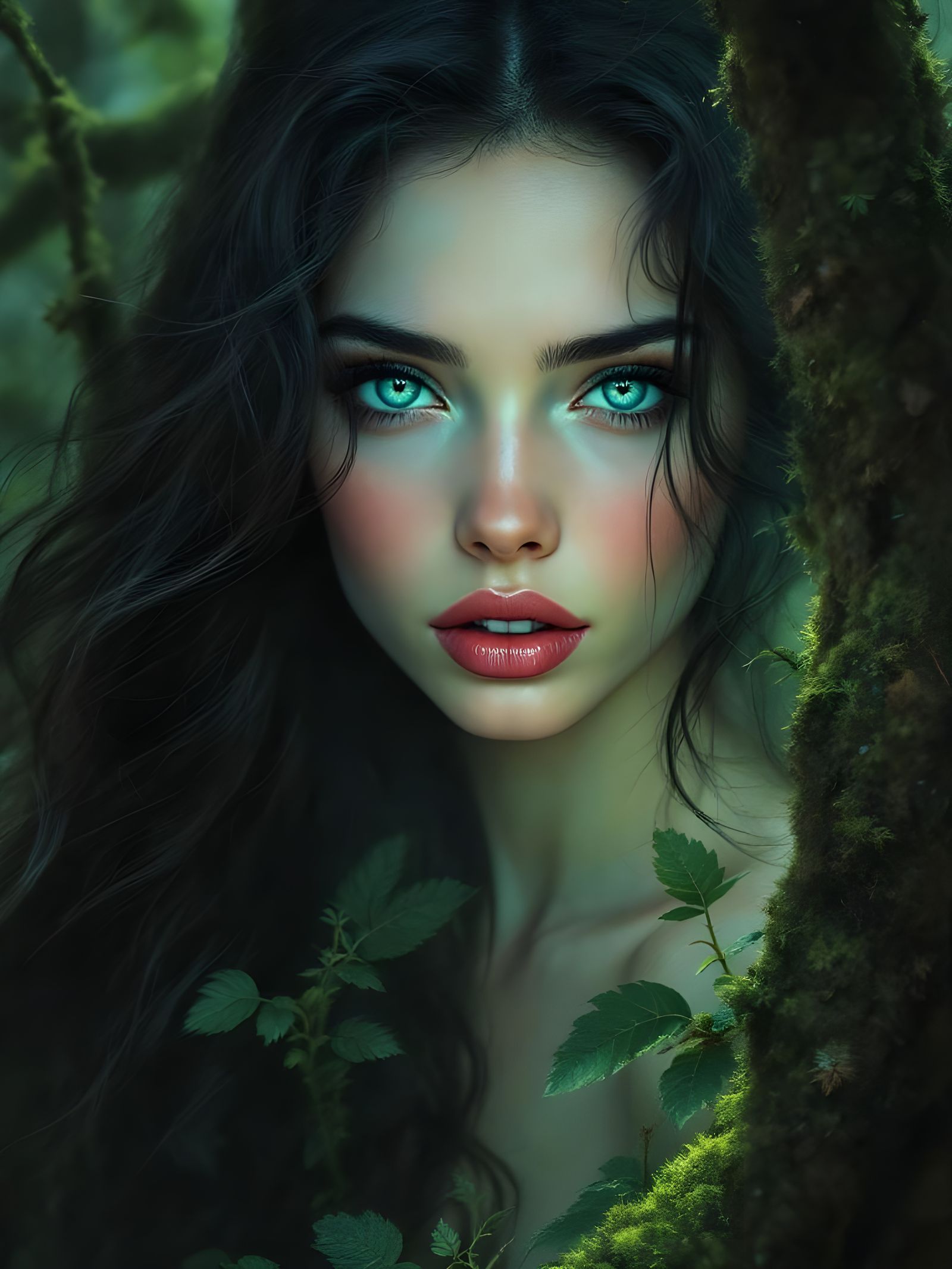 Ethereal Woman Portrait in Digital Painting Style