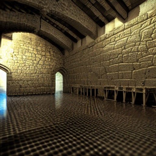 Checkerboard Croatian Castle in Photorealistic 3D Rendering