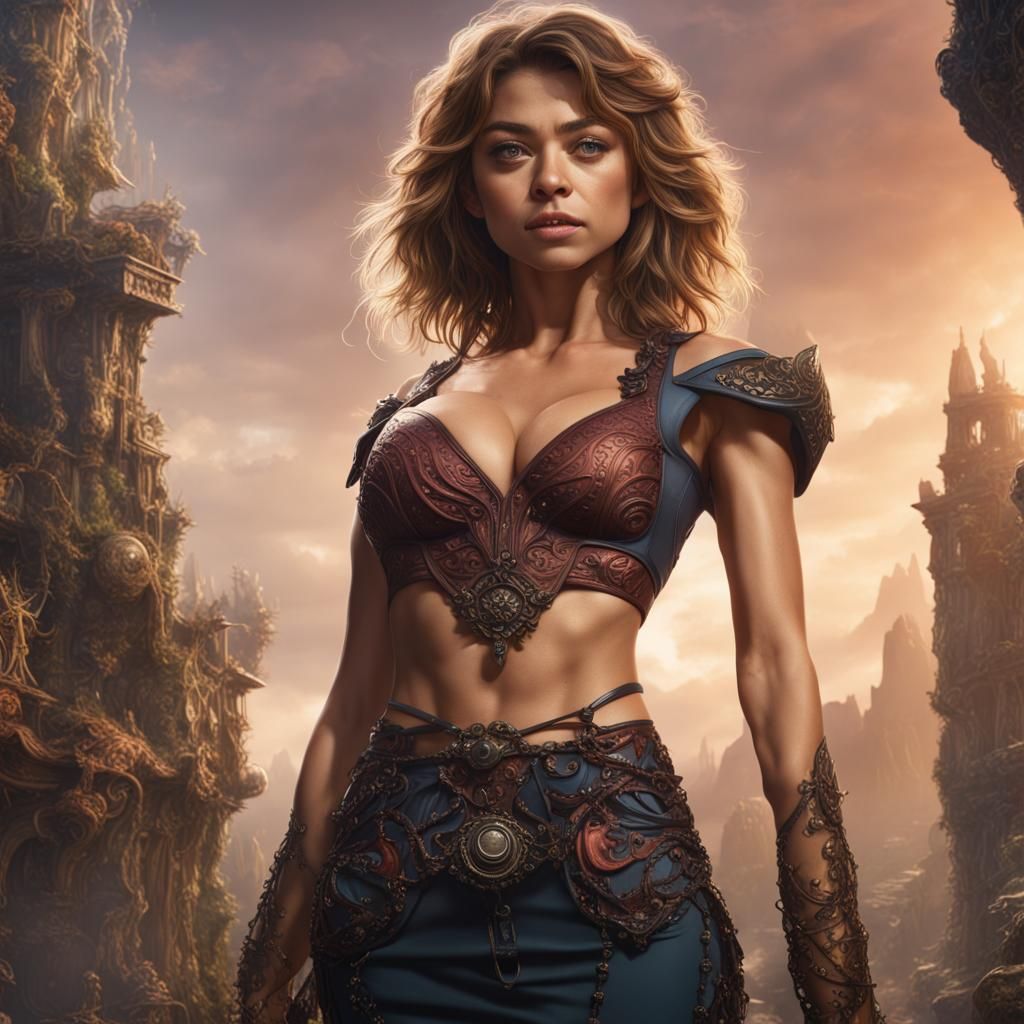 Detailed Matte Painting of Woman in Crop Top