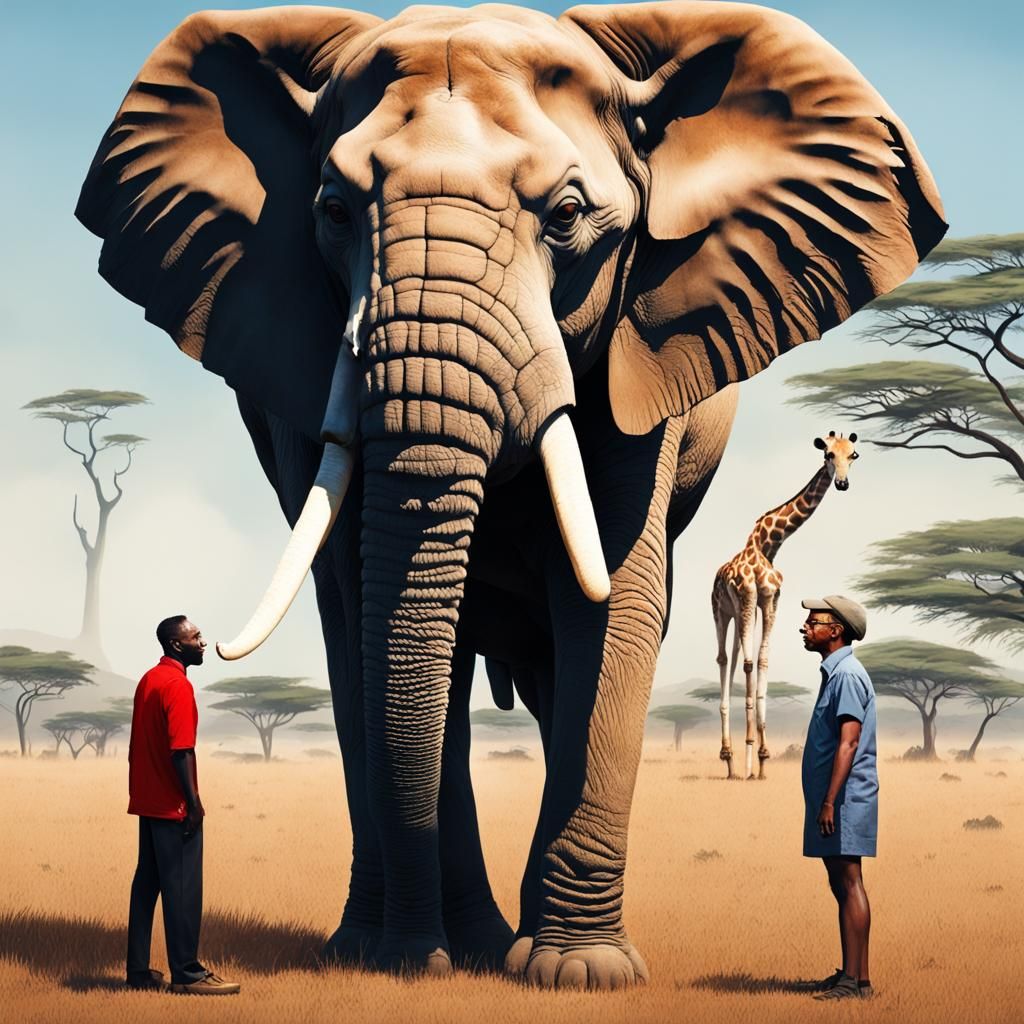 Surreal Savannah: Elephant-Man and Baboon-Woman