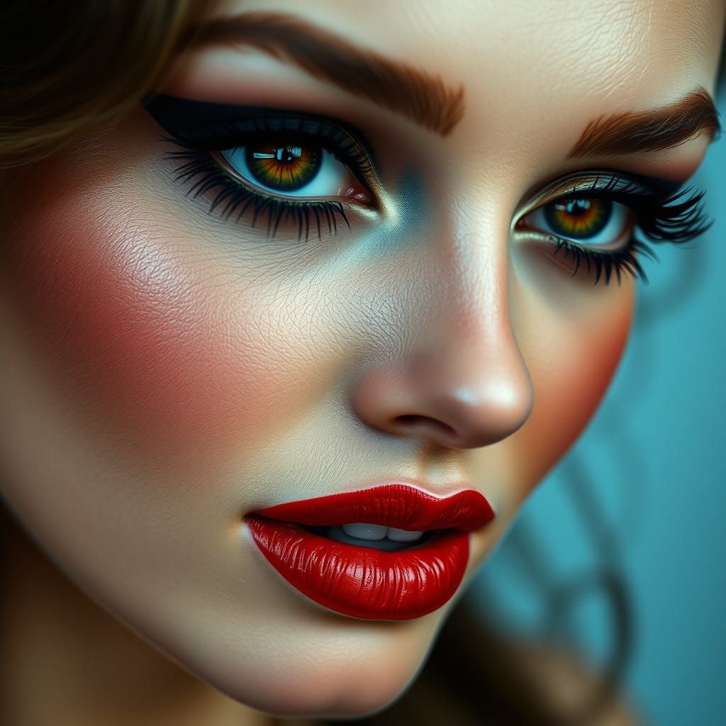 Glamorous Pin-Up Model in Hyperrealistic Detail